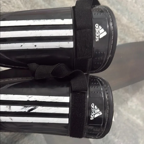 Adidas Black Shin Guards with White Stripes - Picture 5 of 5